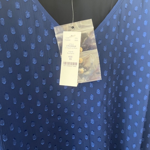 WHBM Long Sleeve Clipped Jacquard Boho Dress, Blue Depths, 16 - Picture 4 of 10